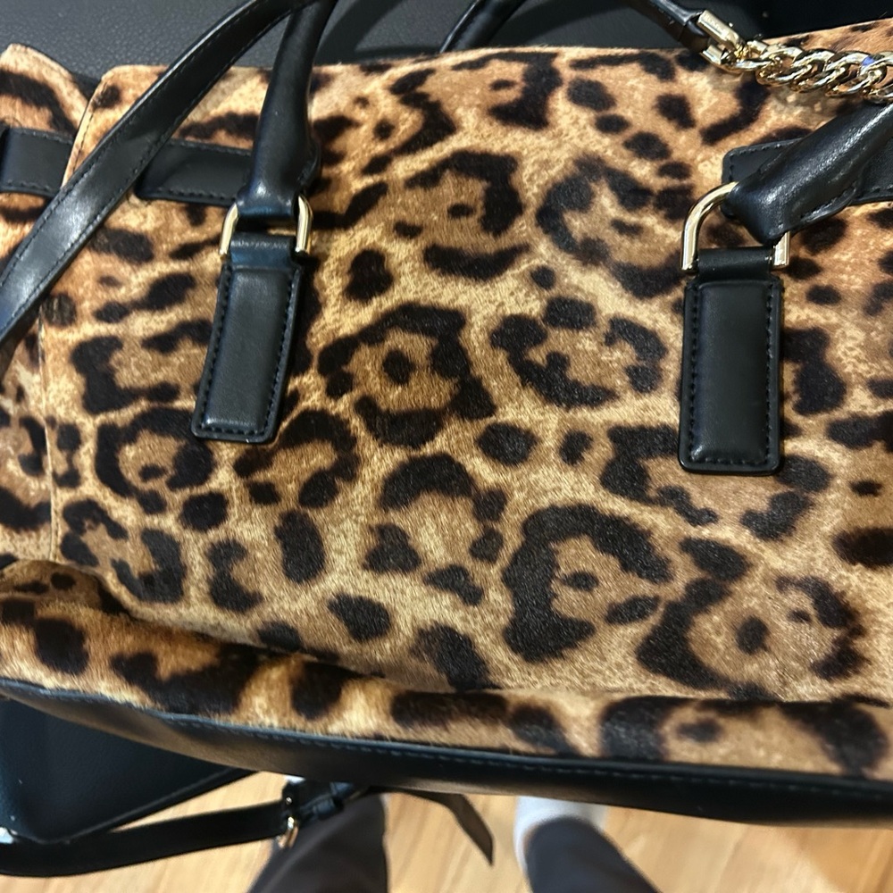 Michael Kors Tan and Black Animal Print Tote - Picture 8 of 12